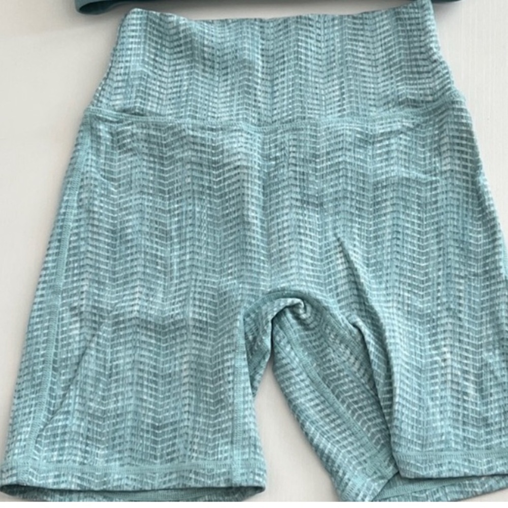 P'tula Teal Patterned Athletic Shorts